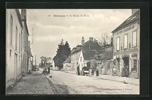 AK Brienon, La Route de Paris, Ortspartie