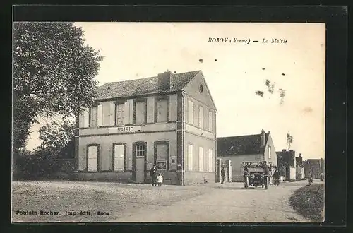 AK Rosoy, La Mairie, Strassenpartie am Rathaus