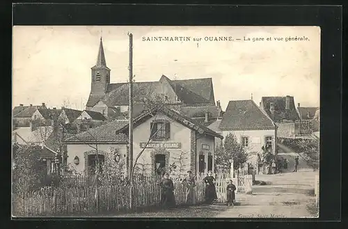 AK Saint-Martin-sur-Ouanne, La gare et vue générale