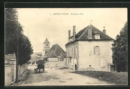 AK Joux-la-Ville, Entree du Pays avec vue sur l`Eglise