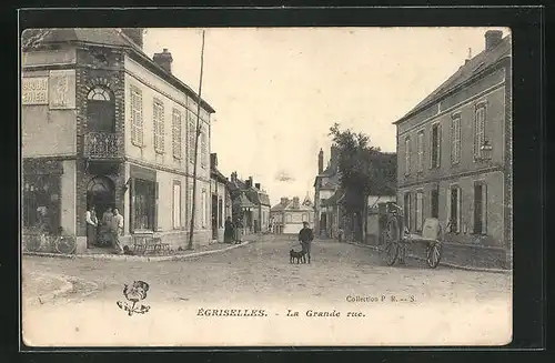 AK Égriselles, La Grande rue, Ortspartie