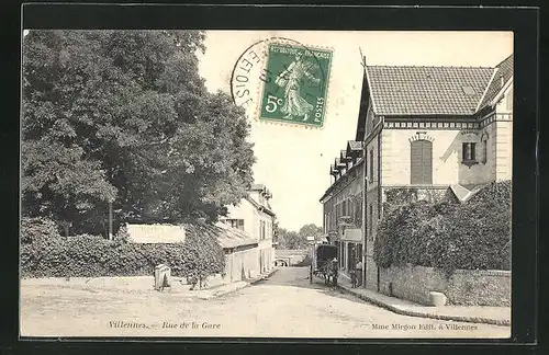 AK Villennes, Rue de la Gare, Ortspartie