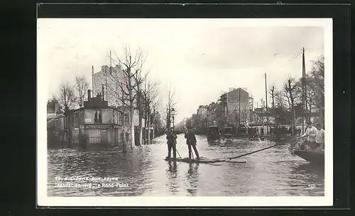 AK Boulogne-sur-Seine, Inondation 1910, Le Rond-Point, Hochwasser