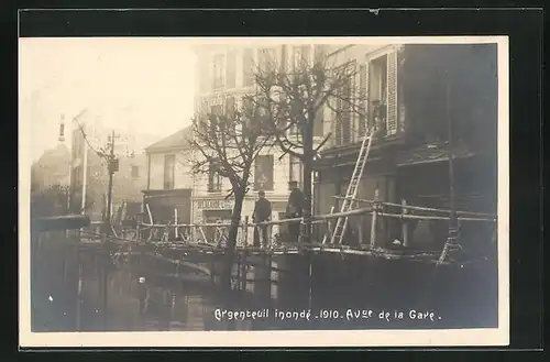 AK Argenteuil, Les Inondations 1910, Avenue de la Gare, Hochwasser