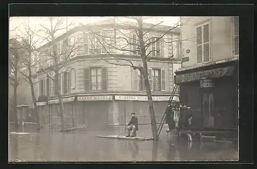 AK Asnieres, Grande Rue, Inondation, Hochwasser