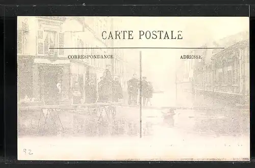 AK Levallois-Perret, La Crue de la Seine 1910, Rue des Frères Herbert et rue Gide, Hochwasser
