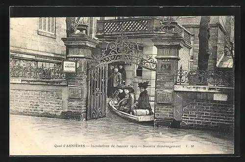 AK Asnieres, Inondations de Janvier 1910, Sinistre déménagement, Hochwasser