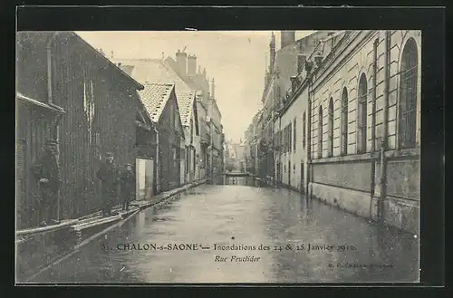 AK Chalon-sur-Saone, Inondations de 1910, Rue Fructidor, Hochwasser