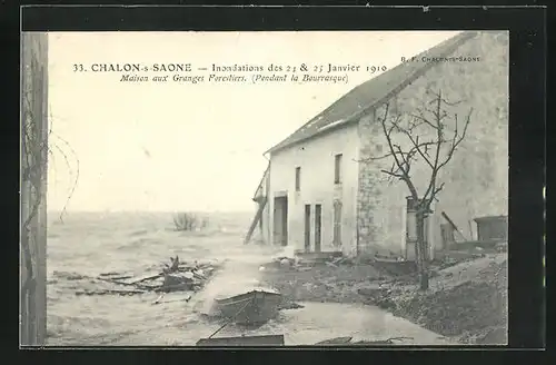 AK Chalon-sur-Saone, Inondations de 1910, Maison aux Granges Forestiers, Hochwasser