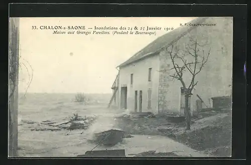 AK Chalon-sur-Saone, Inondations de 1910, Maison aux Granges Forestiers, Hochwasser