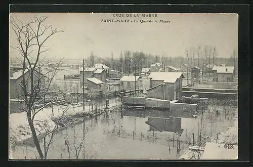 AK Saint-Maur, Le Quai de la Marne, Crue de la Marne, Hochwasser