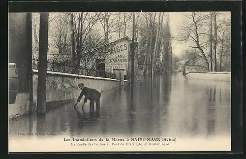 AK Saint-Maur, Les inondations de la Marne, Hochwasser