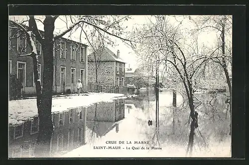 AK Saint-Maur, Crue de la Marne, Le Quai de la Marne, Hochwasser