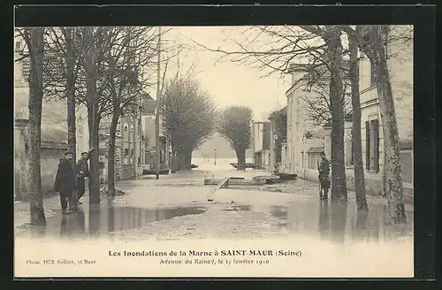 AK Saint-Maur, Les Inondations de la Marne, Avenue du Raincy, 1910, Hochwasser
