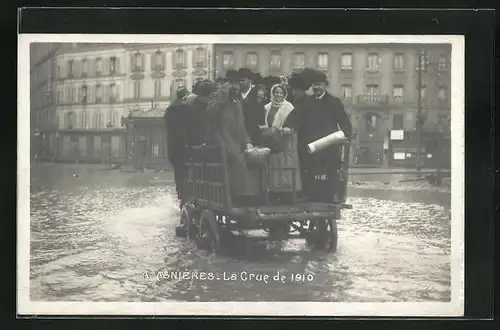 Foto-AK Asnières, La Crue de la Seine, 1910, Hochwasser