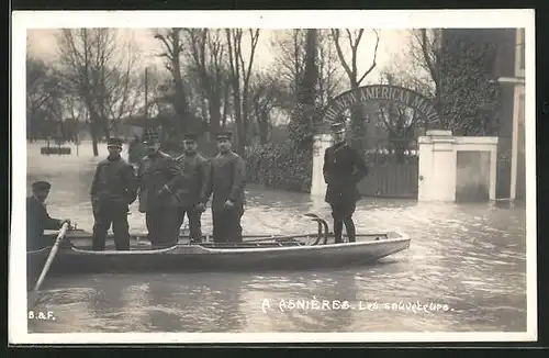 AK Asnières, Les sauvetages, Hochwasser