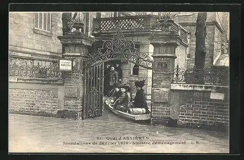 AK Asnières, Inondations de Janvier 1910, Sinistre déménagement, Hochwasser