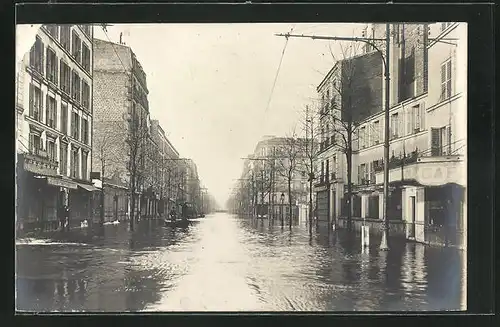 AK Clichy, Ortspartie mit Hochwasser