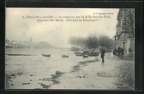 AK Chalon-s-Saone, Quartier Ste-Marie beim Hochwasser