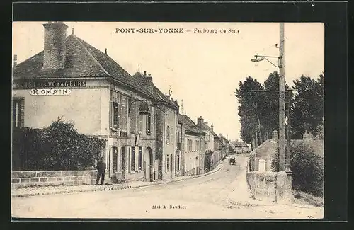 AK Pont-sur-Yonne, Faubourg de Sens, Hotel de Voyageurs