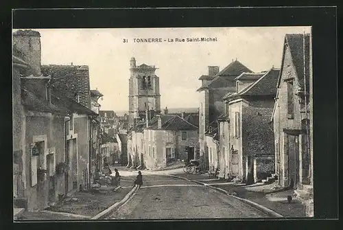 AK Tonnerre, La Rue Saint-Michel, Strassenpartie
