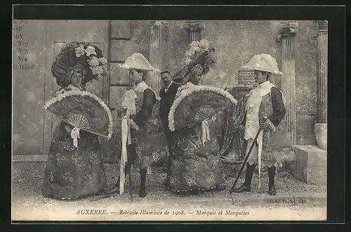 AK Auxerre, Retraite-Illuminée 1908, Marquis et Marquises