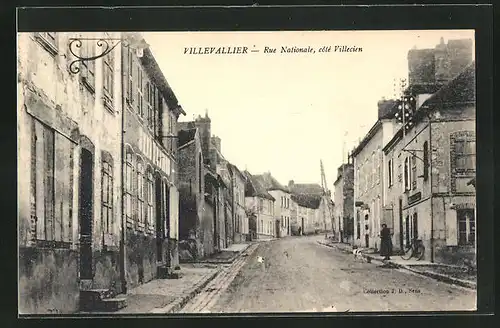 AK Villevallier, Rue Nationale, cote Villecien