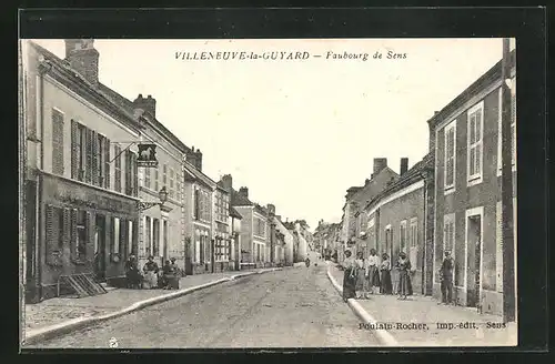 AK Villeneuve-la-Guyard, Faubourg de Sens, Cafe Hotel du Cheval