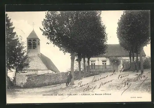 AK Subligny, l'Église, la Maison d'École