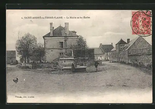 AK Saint-André-en-Terre-Plaine, la Mairie et les Écoles