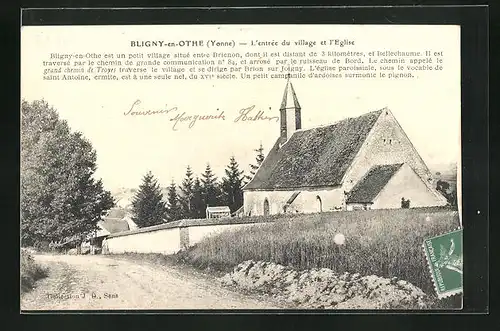 AK Bligny-en-Othe, L`Entree du village et l`Eglise