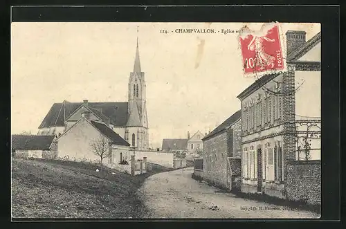 AK Champvallon, Eglise, La Grande Rue