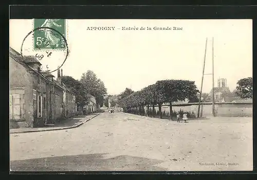 AK Appoigny, Entrée de la Grande RUe