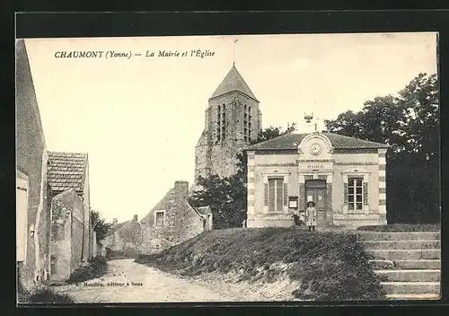 AK Chaumont, La Mairie et l`Église
