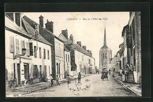 AK Chéroy, Rue de l`Hôtel-de-Ville, Strassenpartie