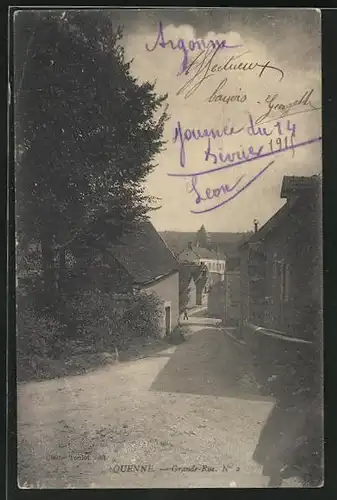 AK Quenne, Vue en Grande Rue