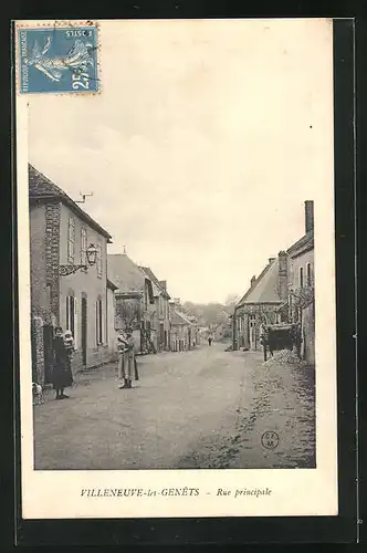 AK Villeneuve-les-Genets, Rue principale, Femmes avec Enfants