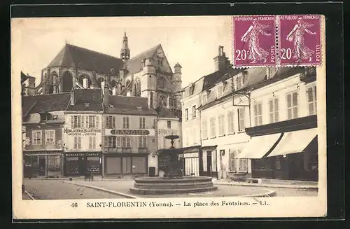 AK Saint-Florentin, La place des Fontaines