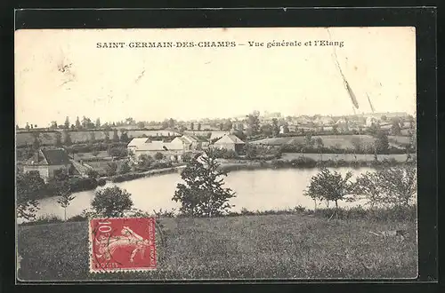 AK Saint-Germain-des-Champs, Vue Generale et l'Etang