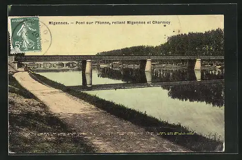 AK Migennes, Pont sur l'Yonne, reliant Migennes et Charmony