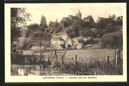 AK Asnières, Paysage près du Ruisseau