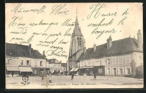 AK Pont-sur-Yonne, Place du Marché