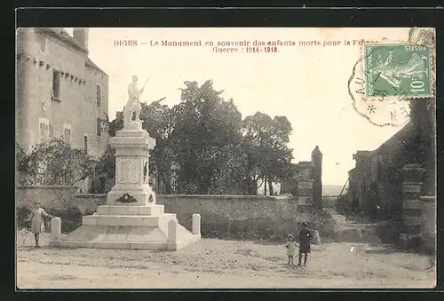 AK Diges, le Monument en souvenir des enfants morts pour la France