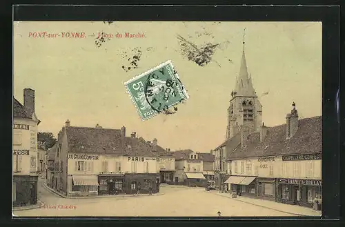 AK Pont-sur-Yonne, Place du Marché