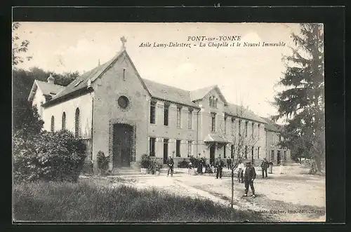 AK Pont-sur-Yonne, Asile Lamy-Delestrez- La Chapelle et l Nouvel Immeuble