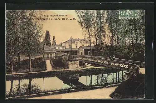 AK Migennes-Laroche, Passerelle et Gare du P.L.M.