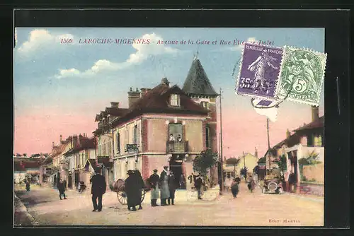 AK Laroche-Migennes, Avenue de la Gare et Rue Etienne-Dolet