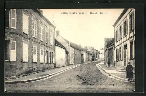 AK Villemanoche, Rue de l`Eglise, Strassenpartie