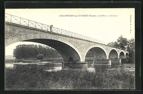 AK Champigny-sur-Yonne, Le Pont vu de biais