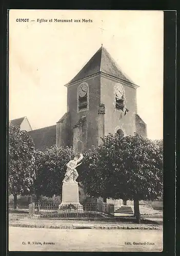 AK Ormoy, Eglise et Monument aux Morts